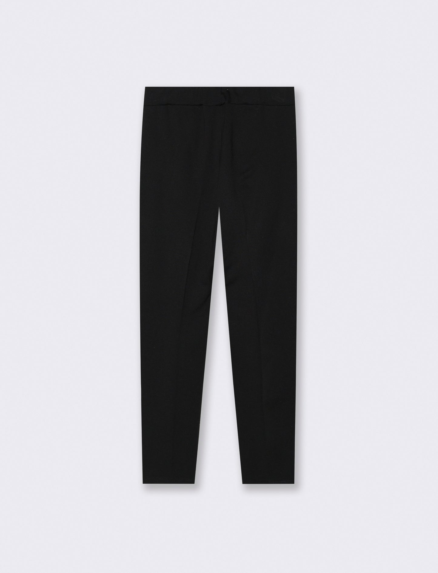 Pantalone elegante con taglio dritto, pieghe frontali e cintura rivestita - Nero