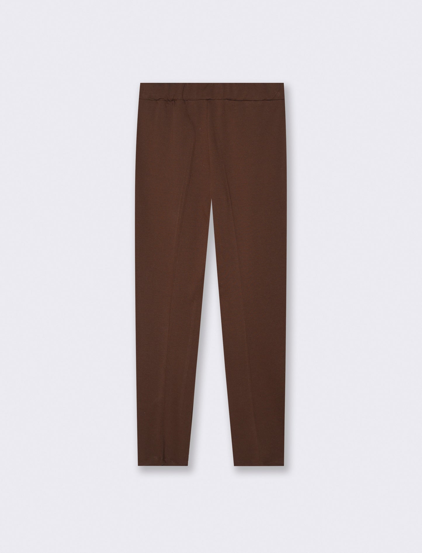 Pantalone elegante con taglio dritto, pieghe frontali e cintura rivestita - Moro