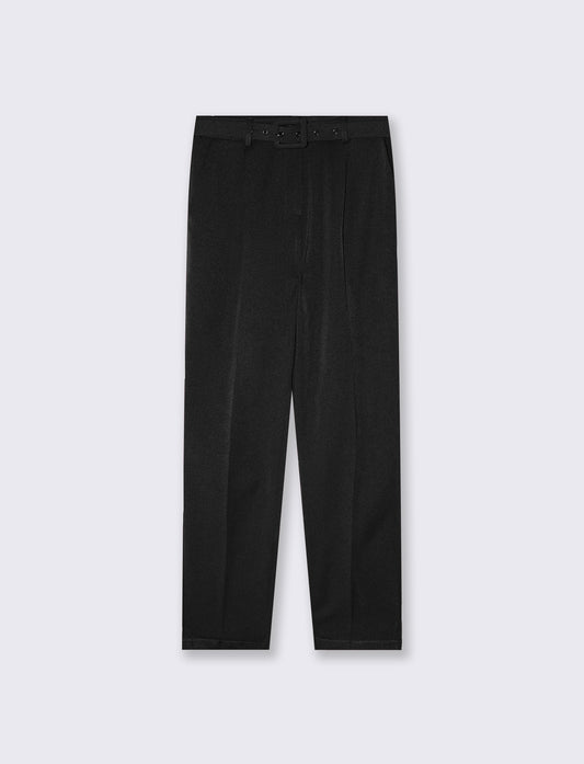 Pantalone a zampa con cintura - Nero