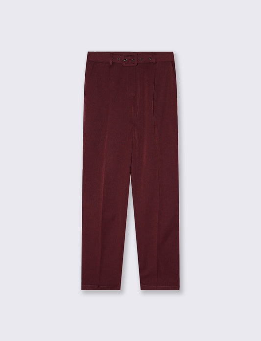 Pantalone a zampa con cintura - Bordeaux