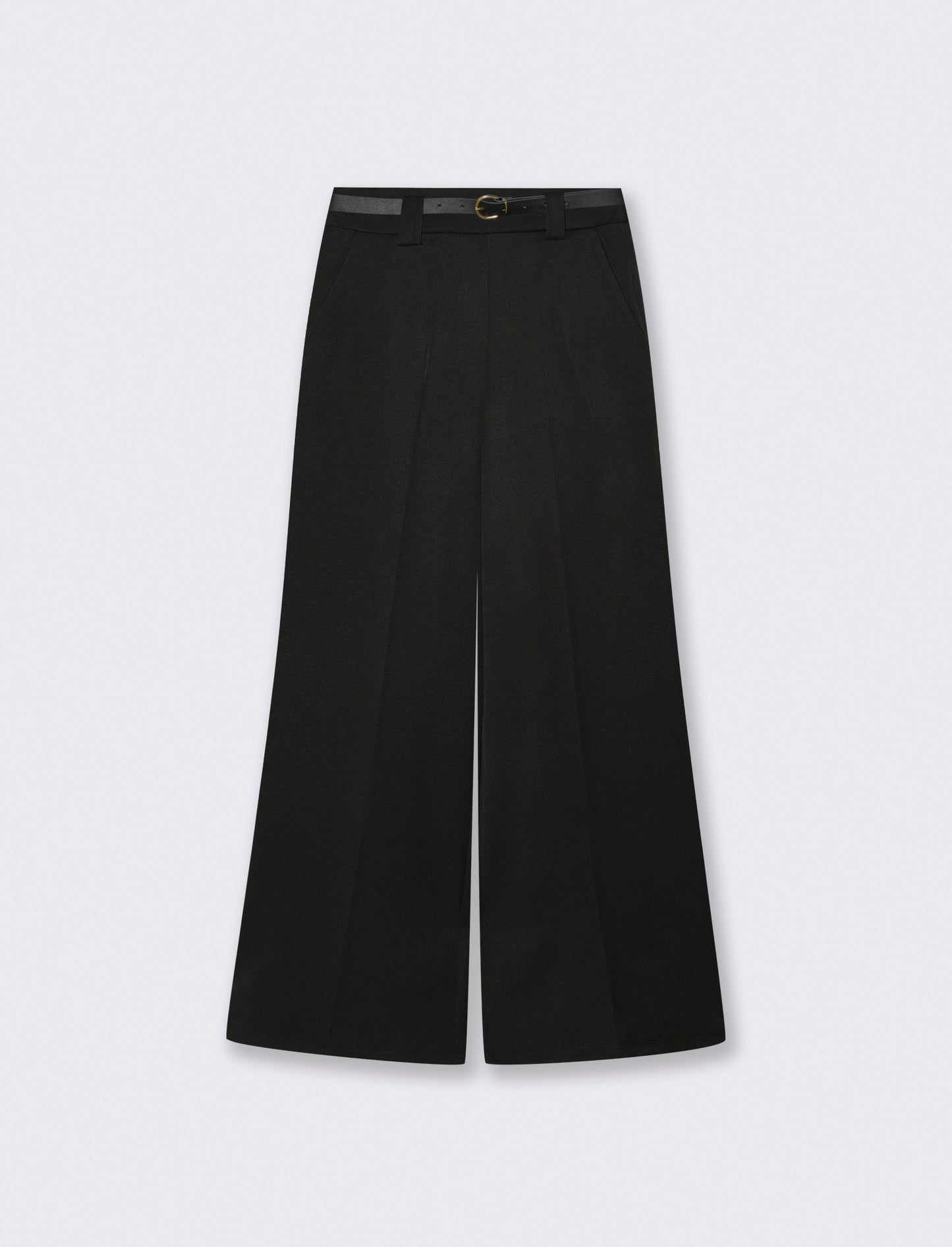 Pantalone a zampa con cintura - Nero