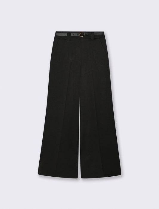Pantalone a zampa con cintura - Nero