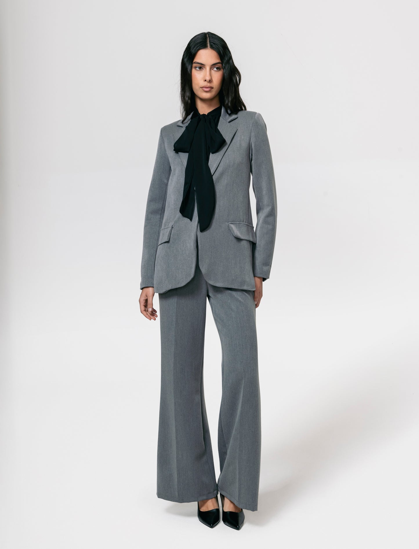 Pantalone a zampa con cintura - Grigio scuro