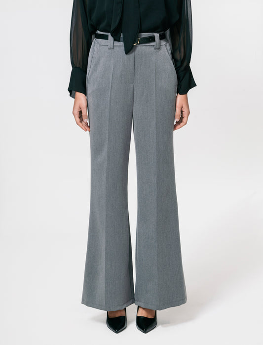 Pantalone a zampa con cintura - Grigio scuro