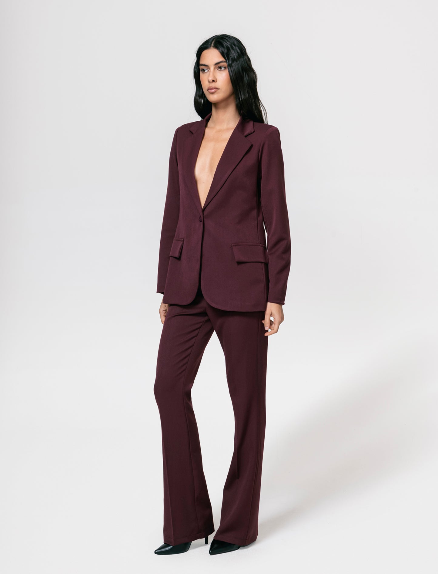 Pantalone chiusura uomo con gamba a zampa - Bordeaux