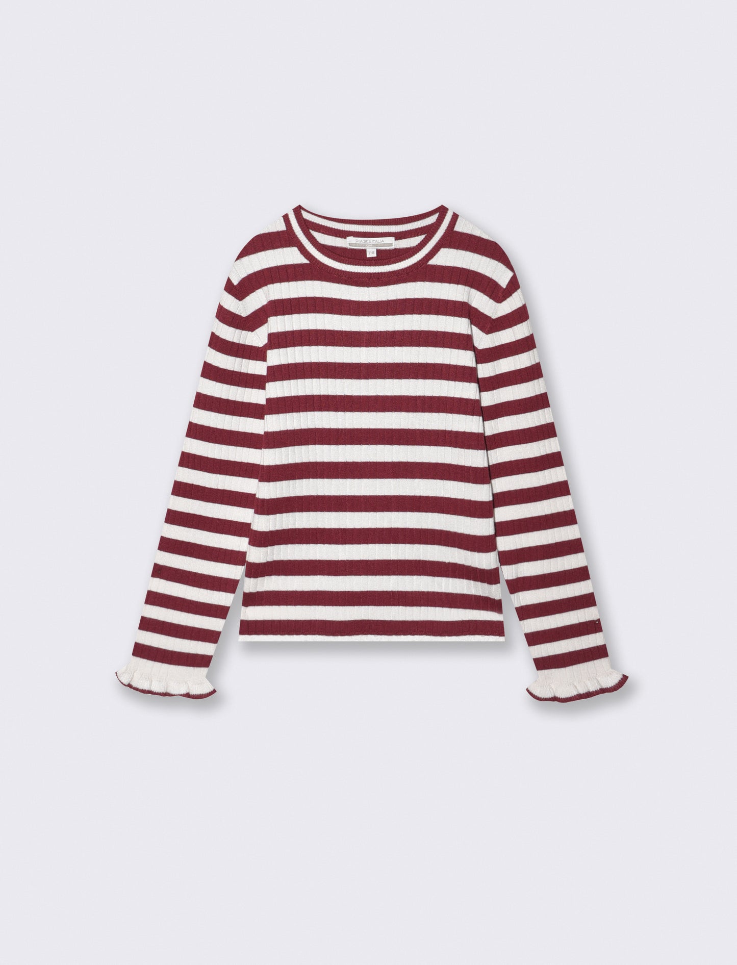 Light striped crewneck sweater - Red