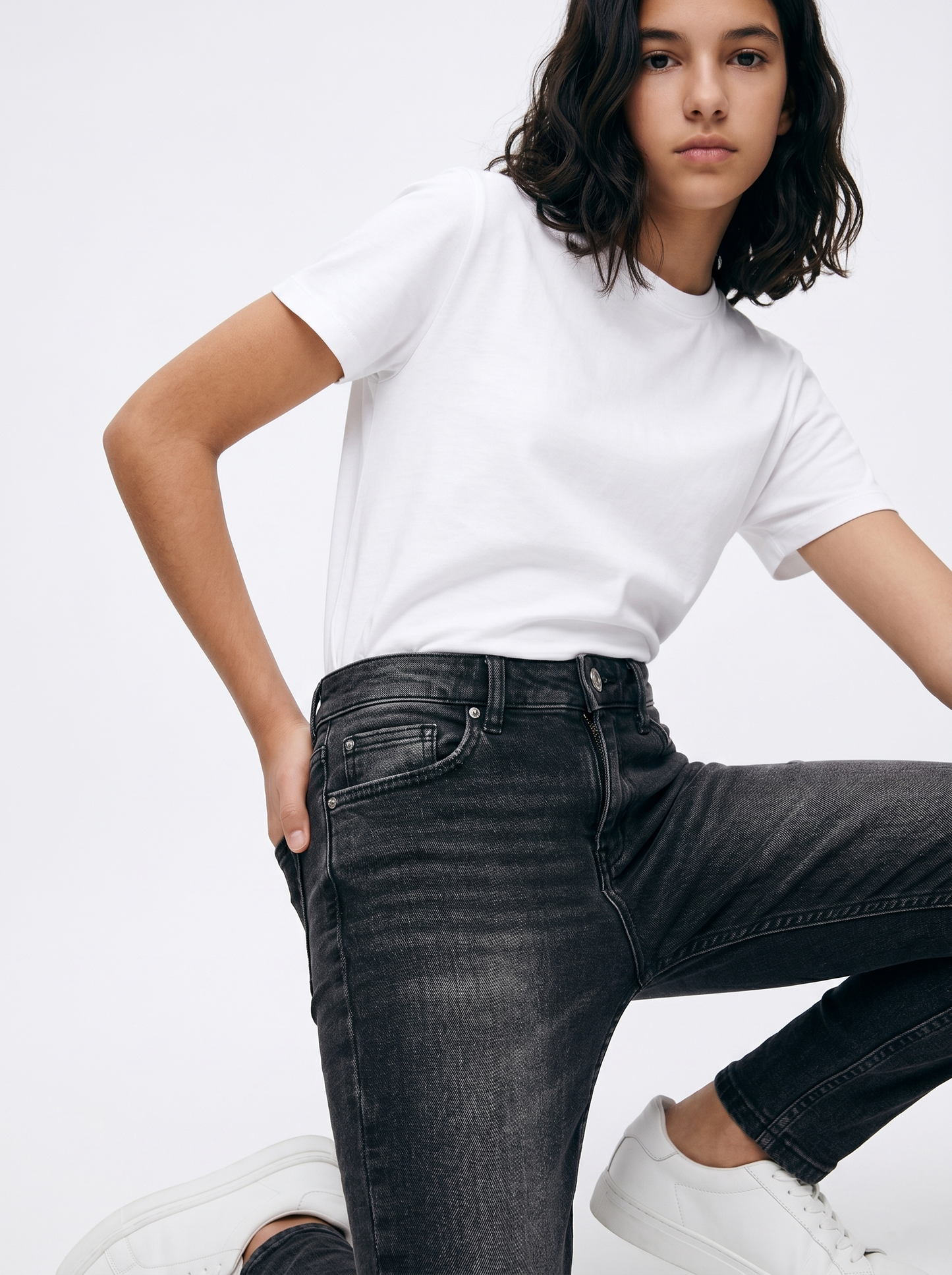 Five-pocket stretch denim jeans - Black