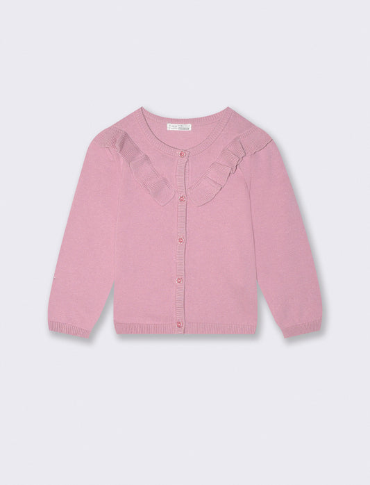 Maglietta con colletto in cotone elegante - Rosa polvere