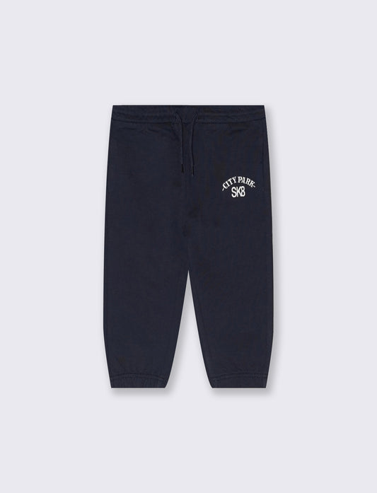 Jogger basico con coulisse e stampa - Blu