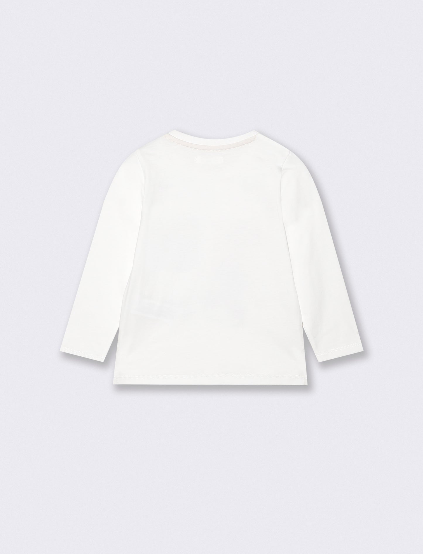 T-shirt girocollo con stampa e manica lunga - Bianco latte