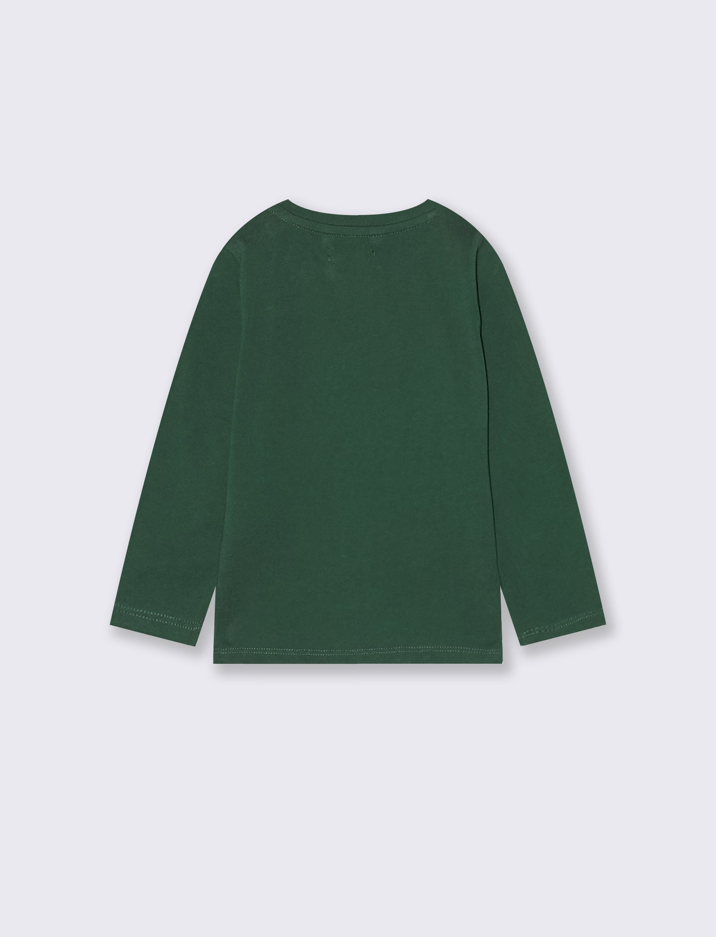 T-shirt girocollo con stampa e manica lunga - Verde abete