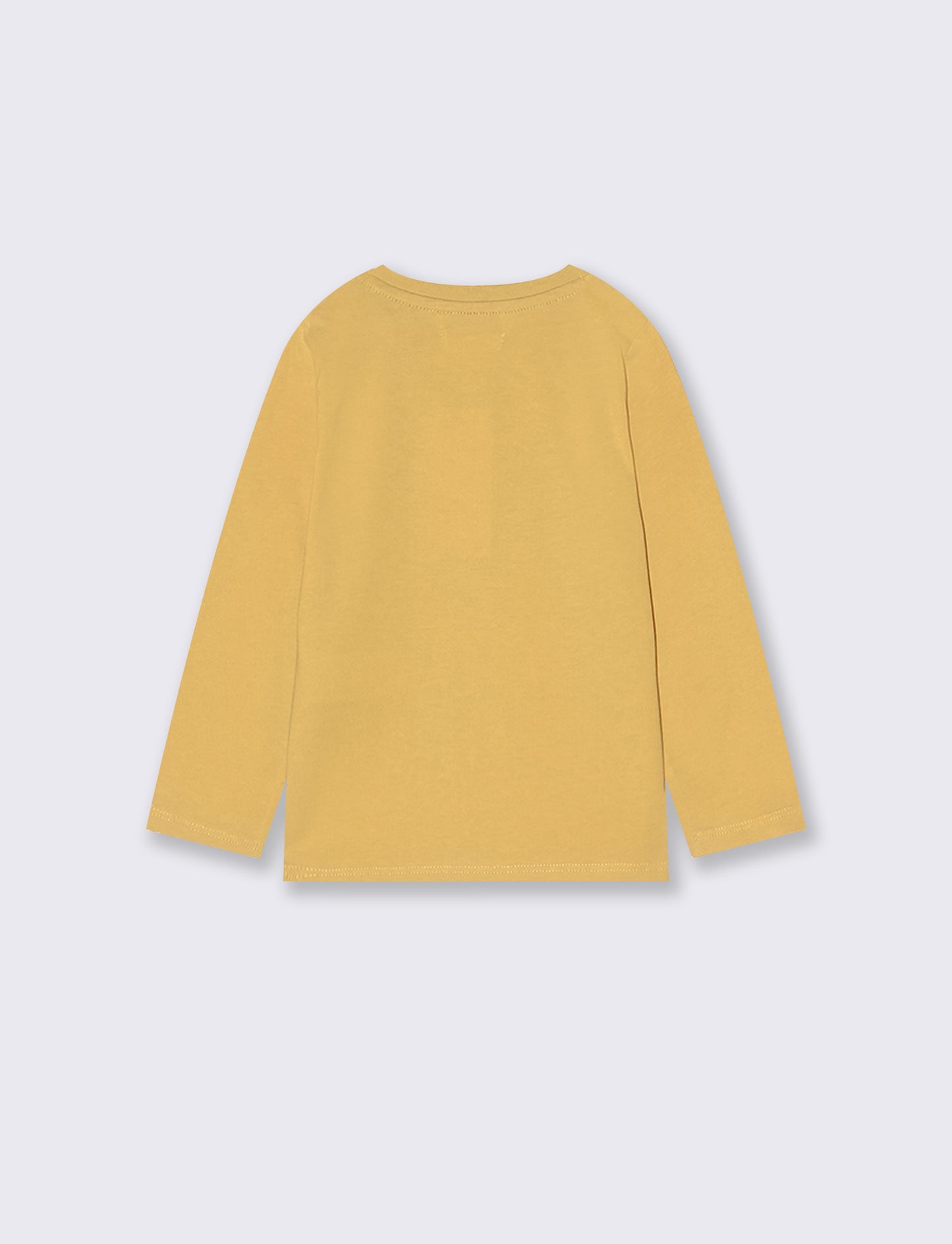 T-shirt girocollo con stampa e manica lunga - Ocra