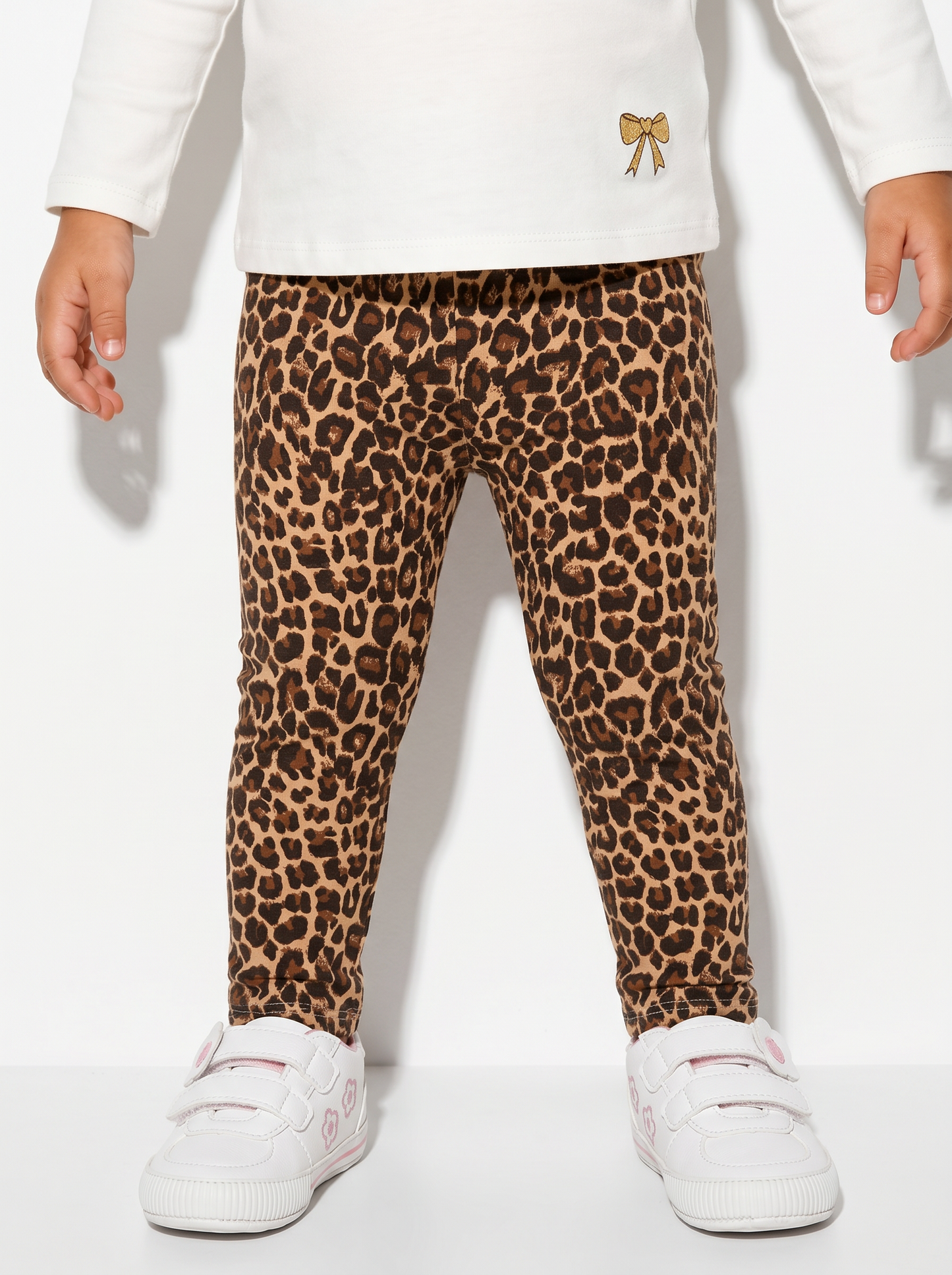 Leggings in cotone elasticizzato e fantasia - Leopardato