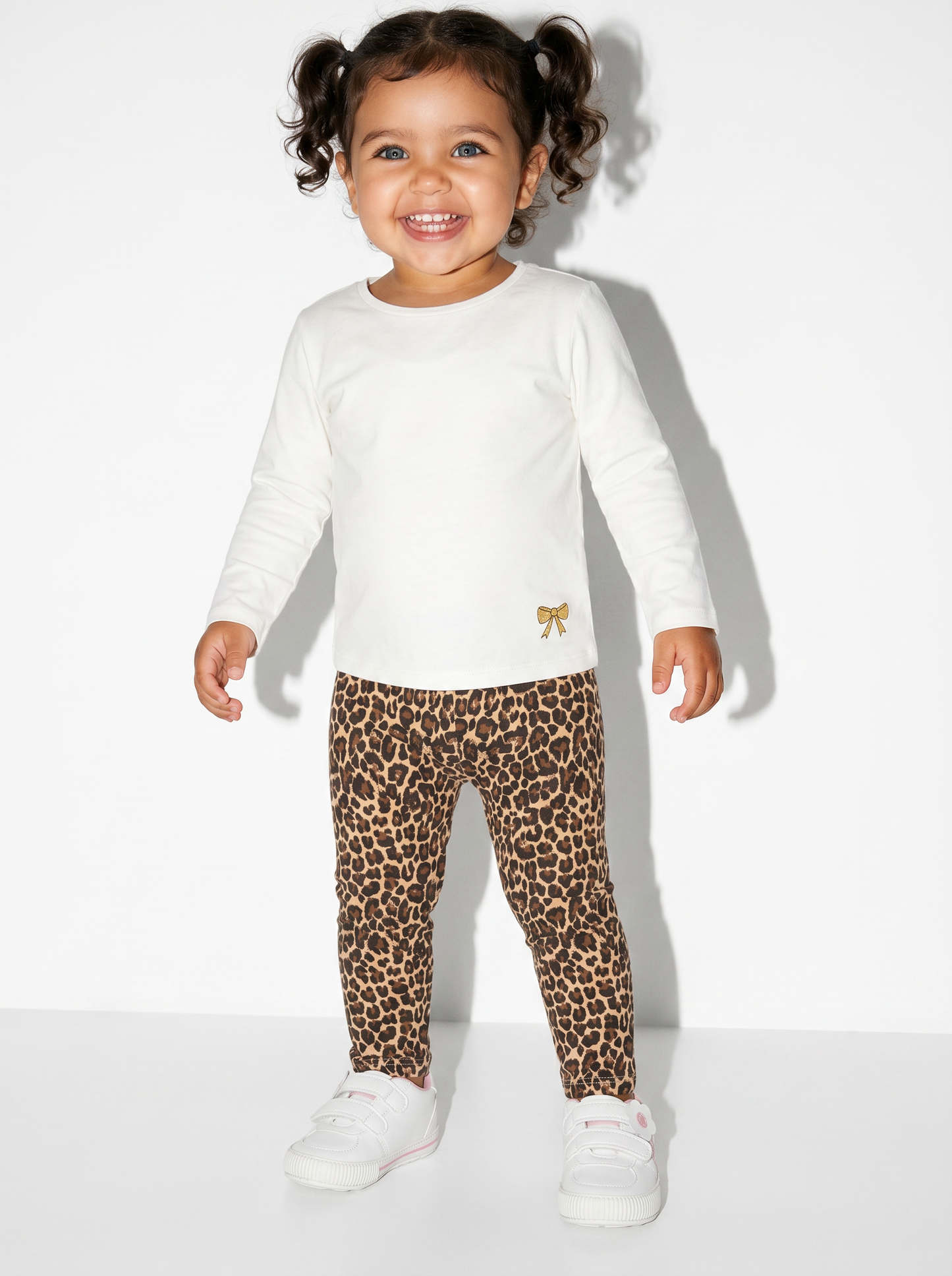Leggings in cotone elasticizzato e fantasia - Leopardato
