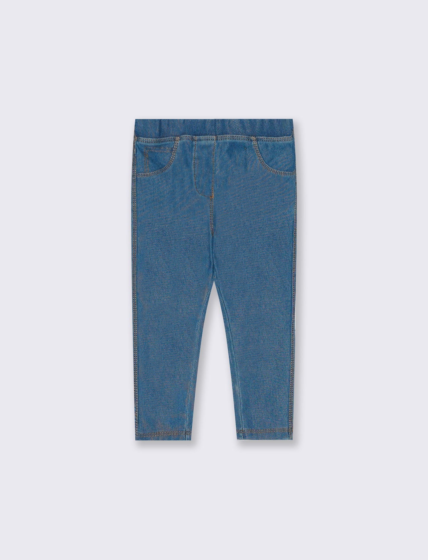 Cotton Stretch Leggings with Pockets - Blue
