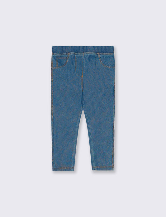 Leggings in cotone elasticizzato con tasche - Denim