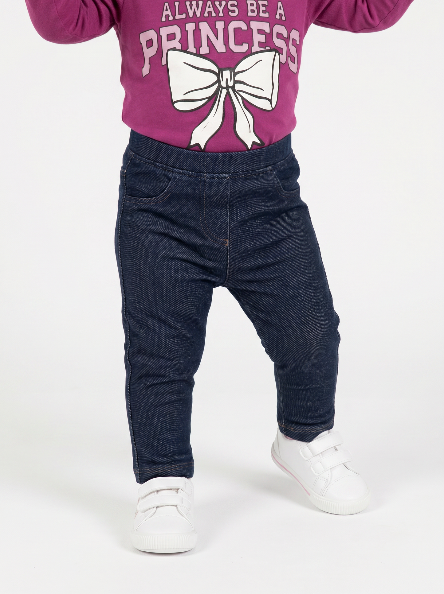 Cotton Stretch Leggings with Pockets - Blue