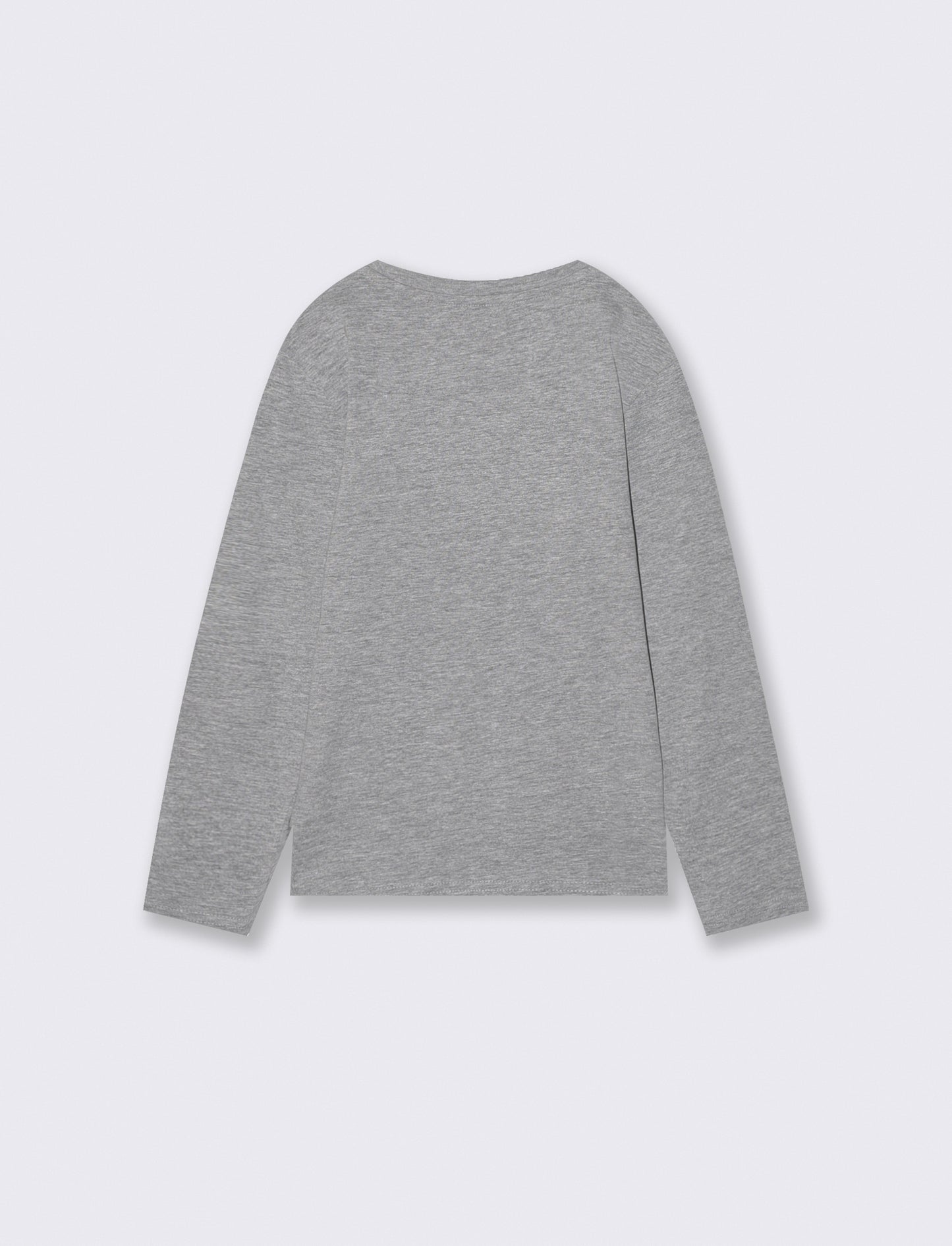 T-shirt manica lunga con stampa frontale - Grigio mel.