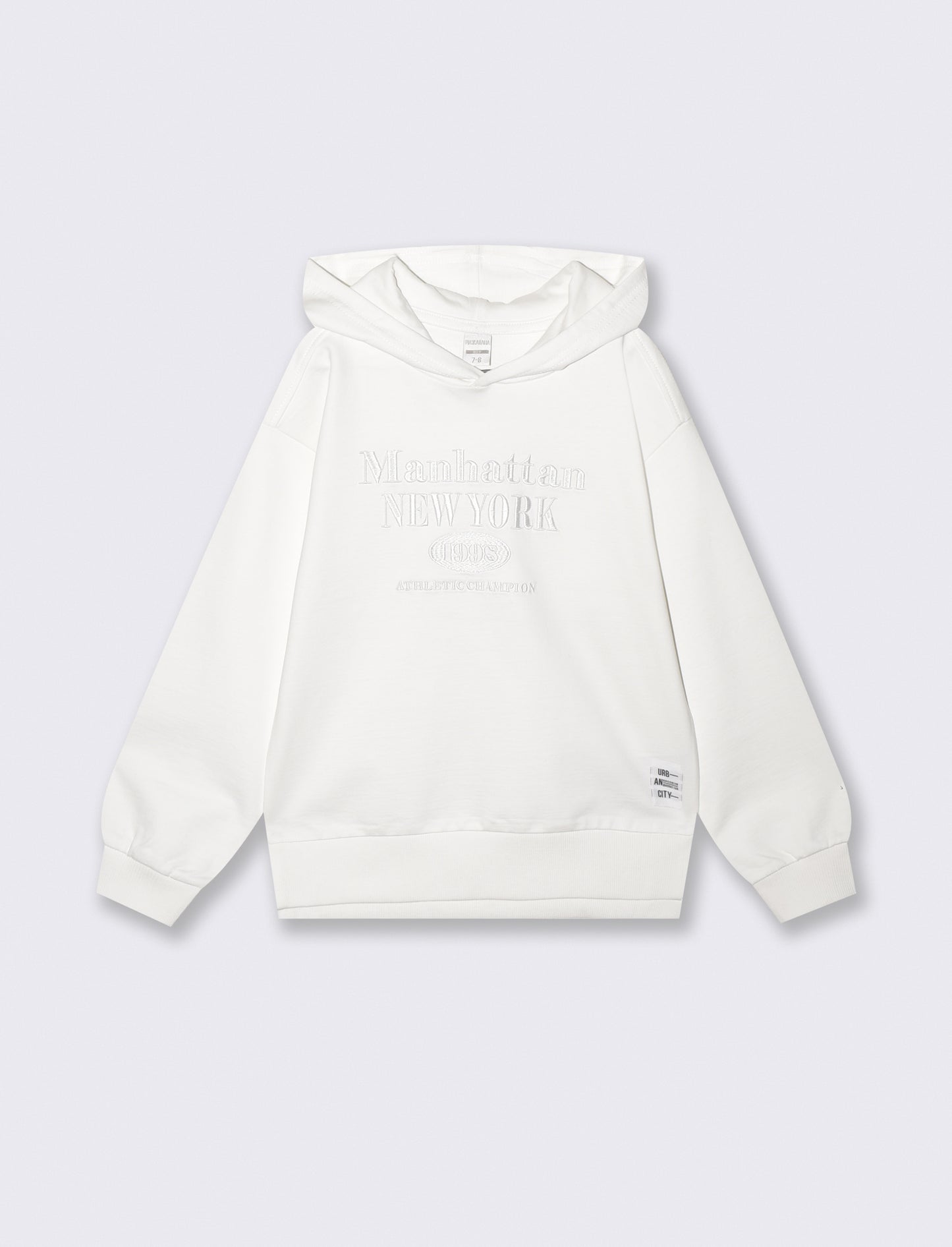 Felpa in cotone con ricamo frontale - Bianco latte