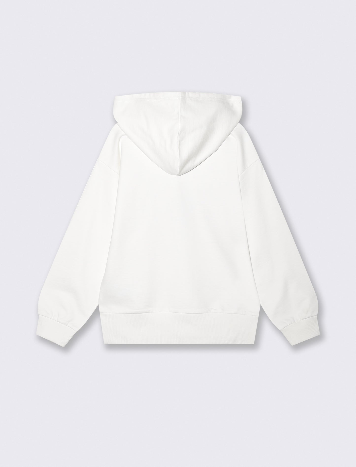 Felpa in cotone con ricamo frontale - Bianco latte