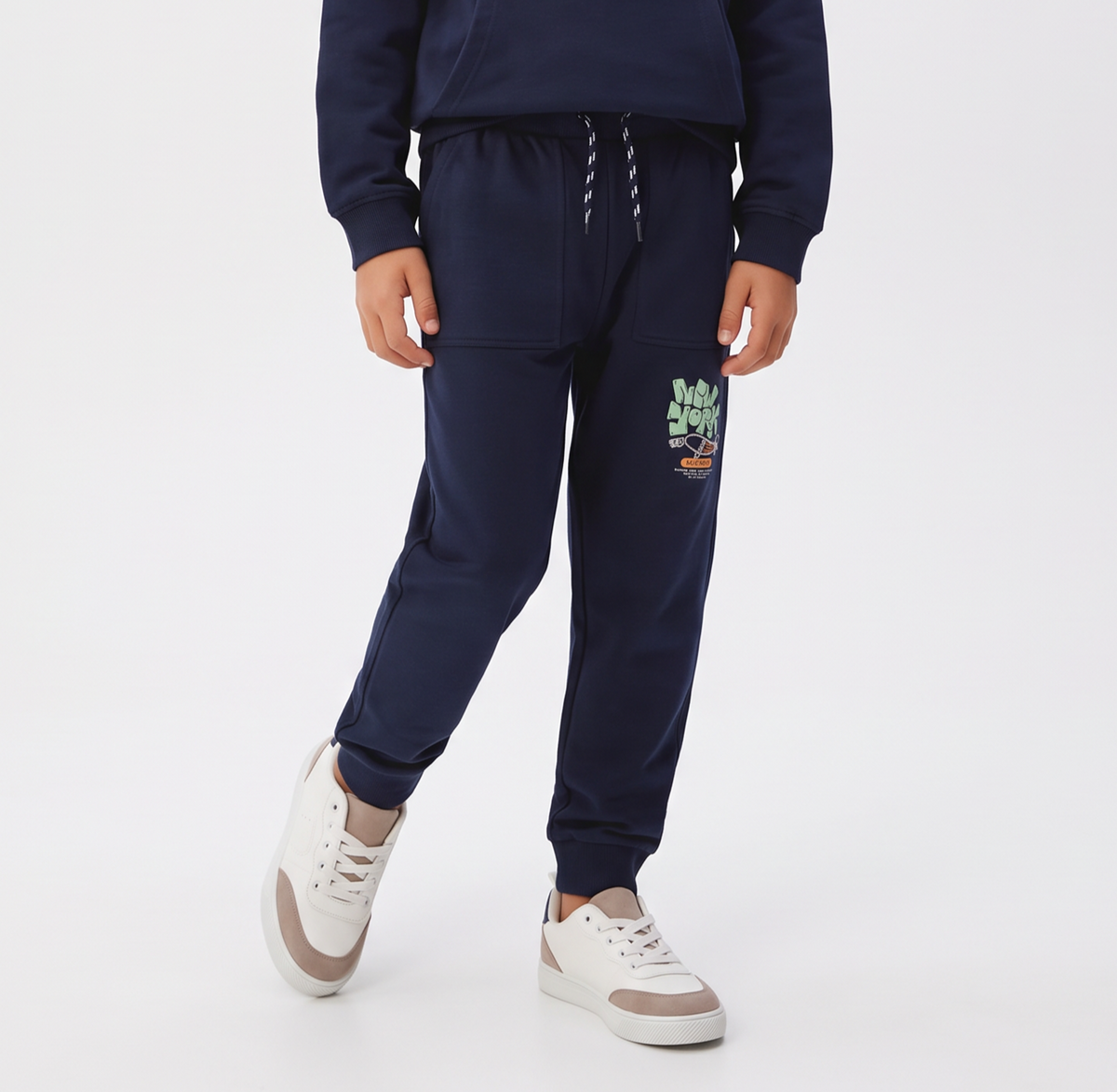 Cotton joggers with pockets and drawstring - Blue