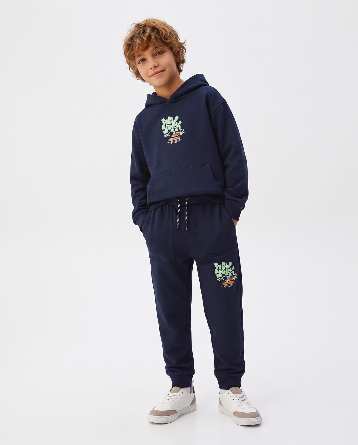 Cotton joggers with pockets and drawstring - Blue
