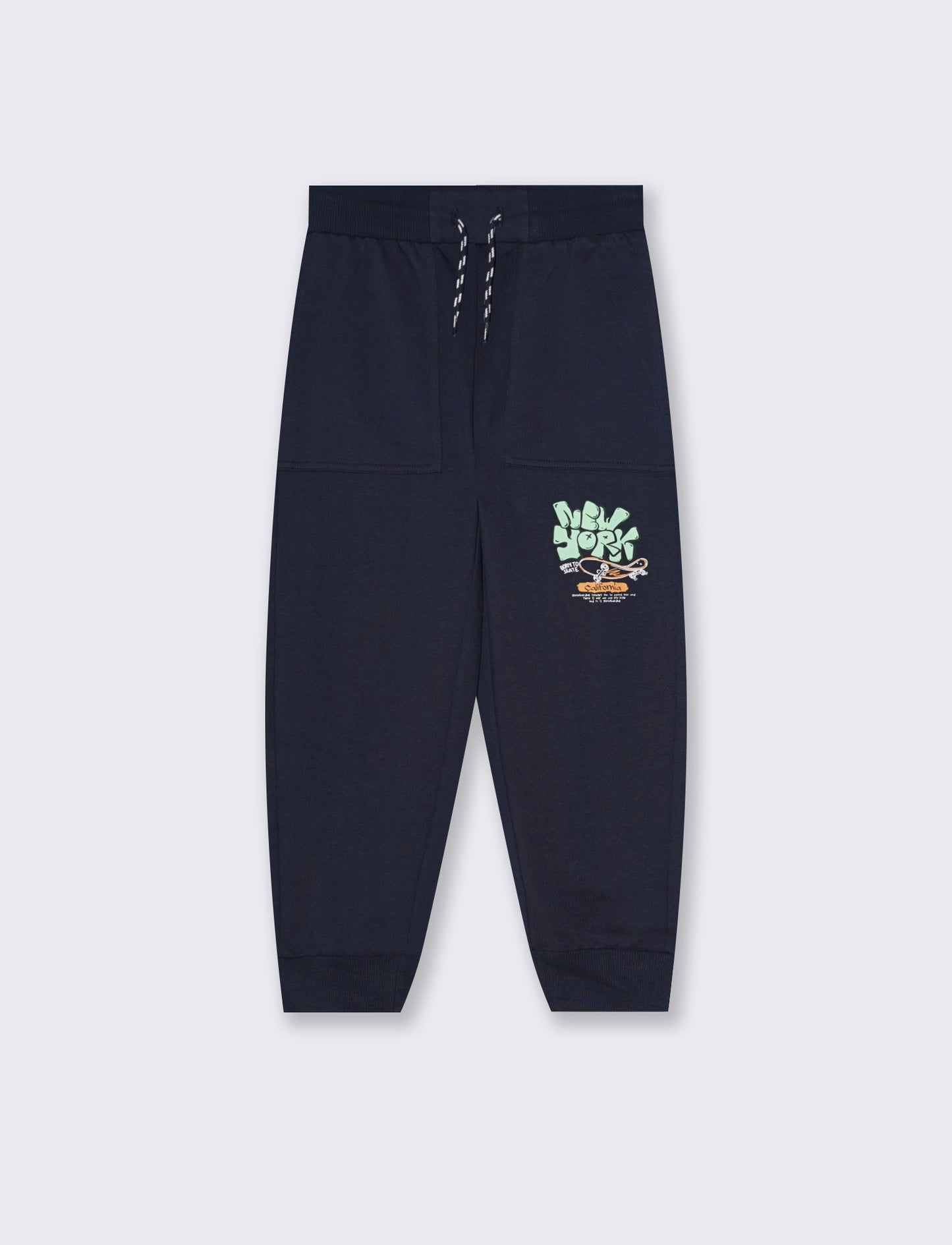 Cotton joggers with pockets and drawstring - Blue