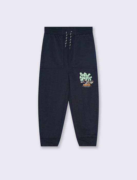 Jogger in cotone con tasche e coulisse - Blu
