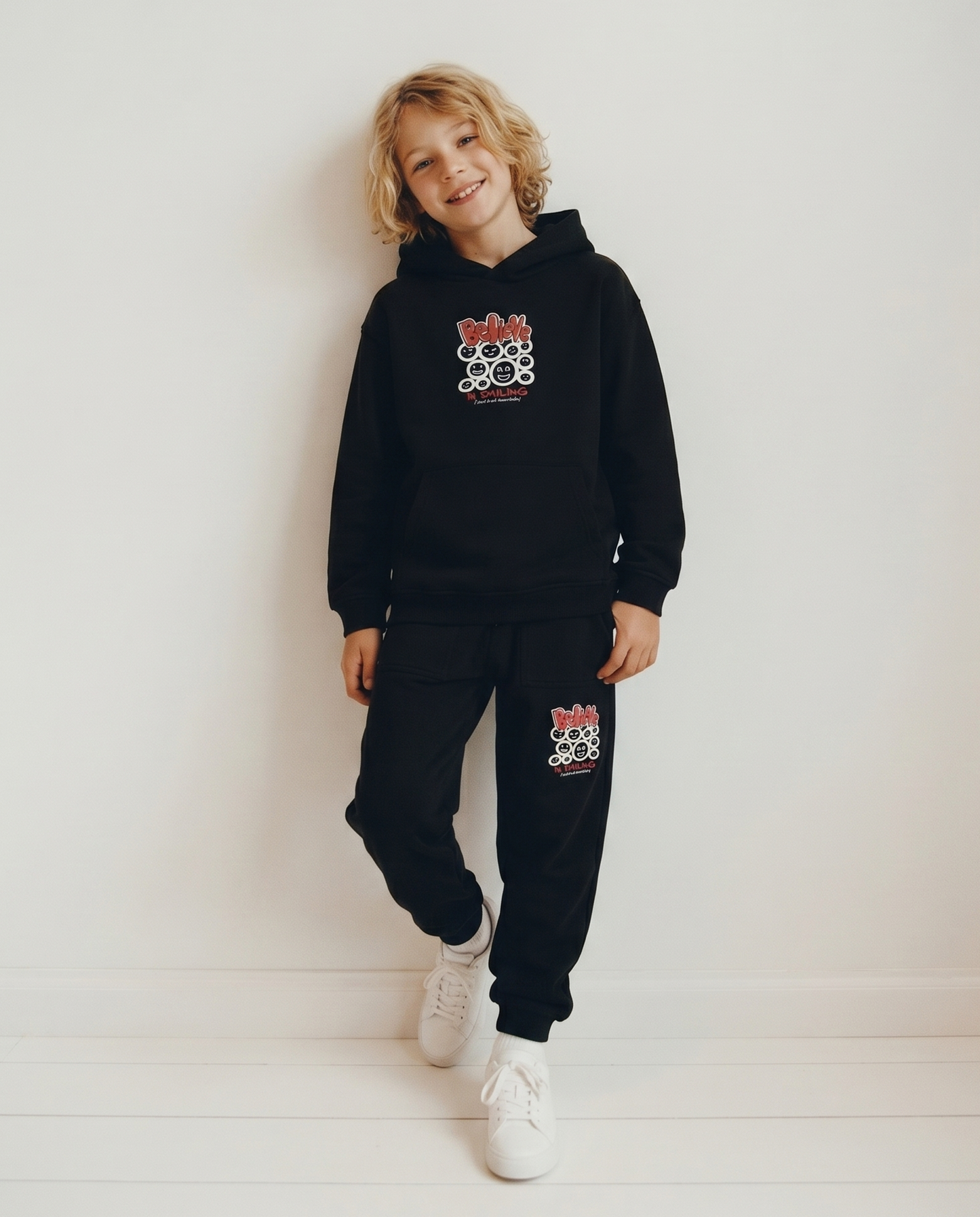 Cotton joggers with pockets and drawstring - Black