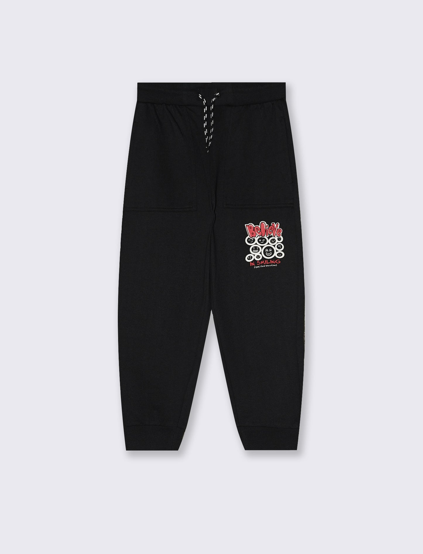 Cotton joggers with pockets and drawstring - Black