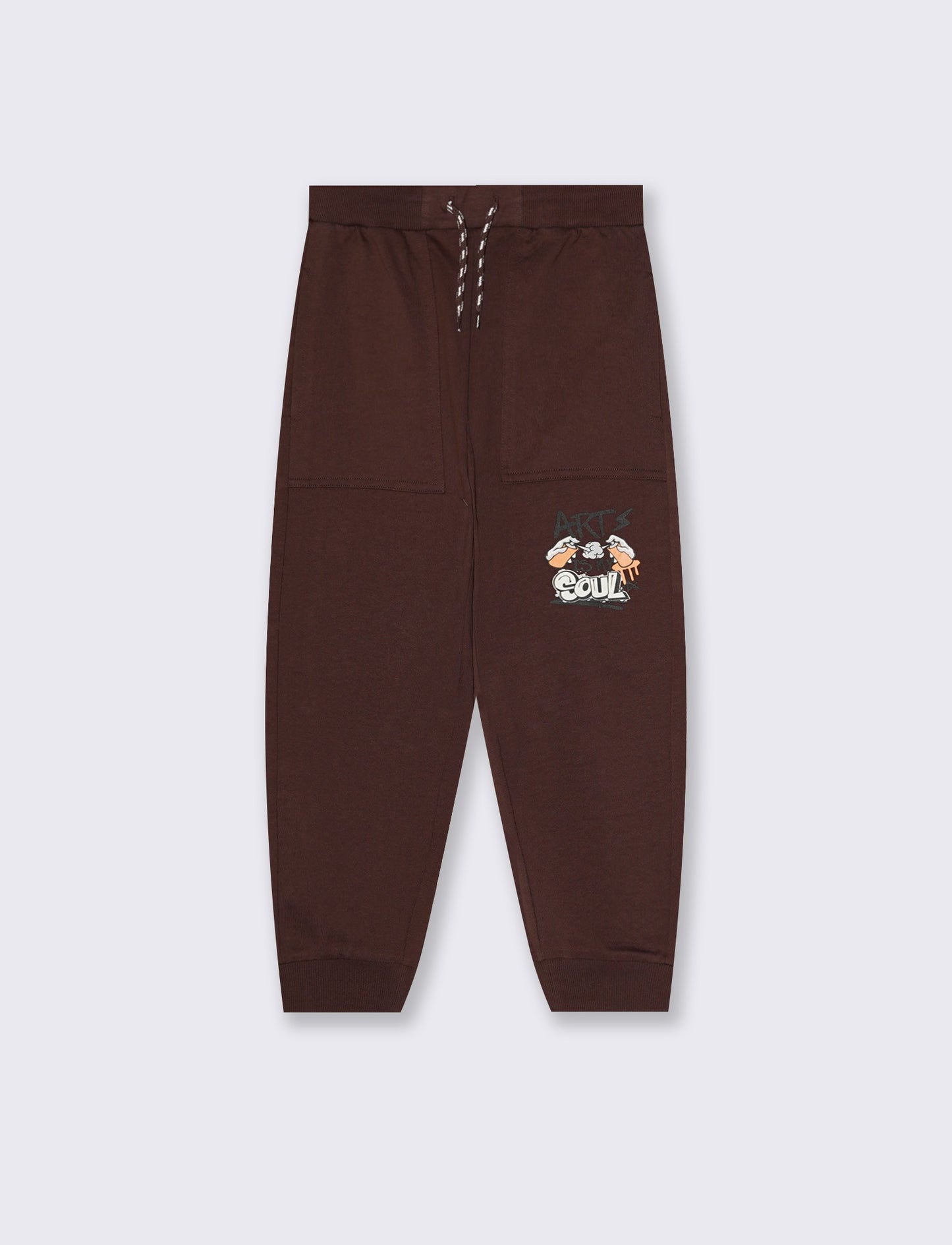 Cotton joggers with pockets and drawstring - Brown
