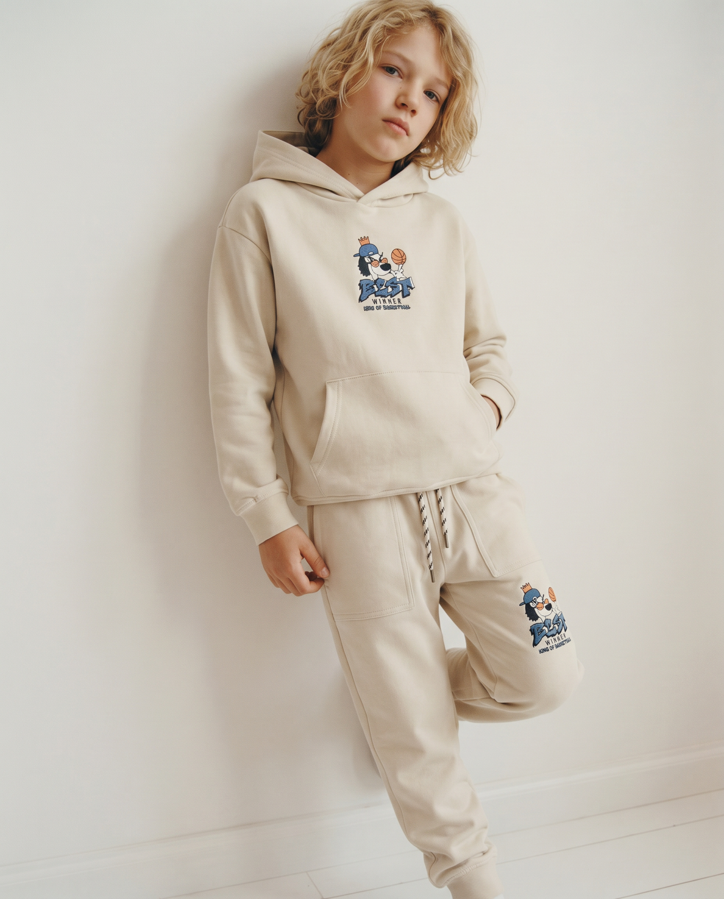 Jogger in cotone con tasche e coulisse - Beige