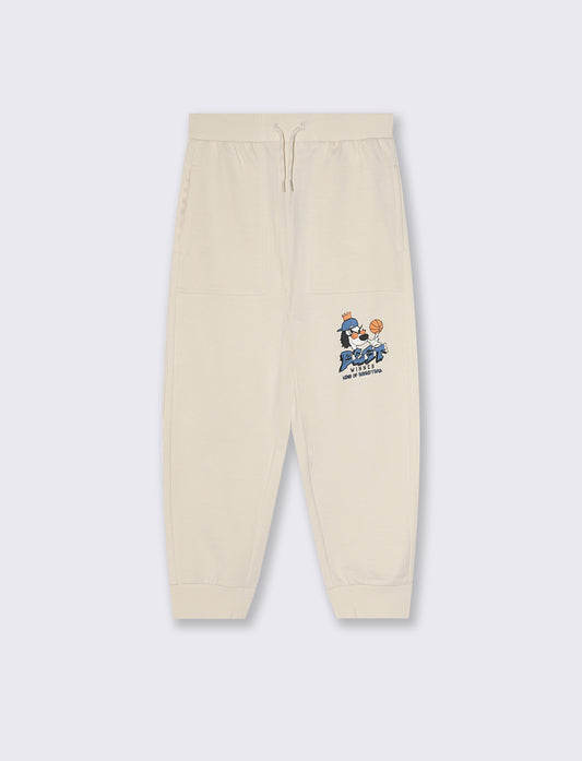 Jogger in cotone con tasche e coulisse - Beige