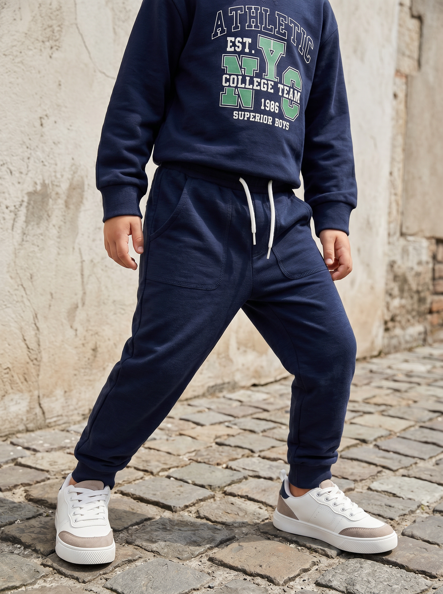 Jogger Comfort in Marled Cotton - Blue