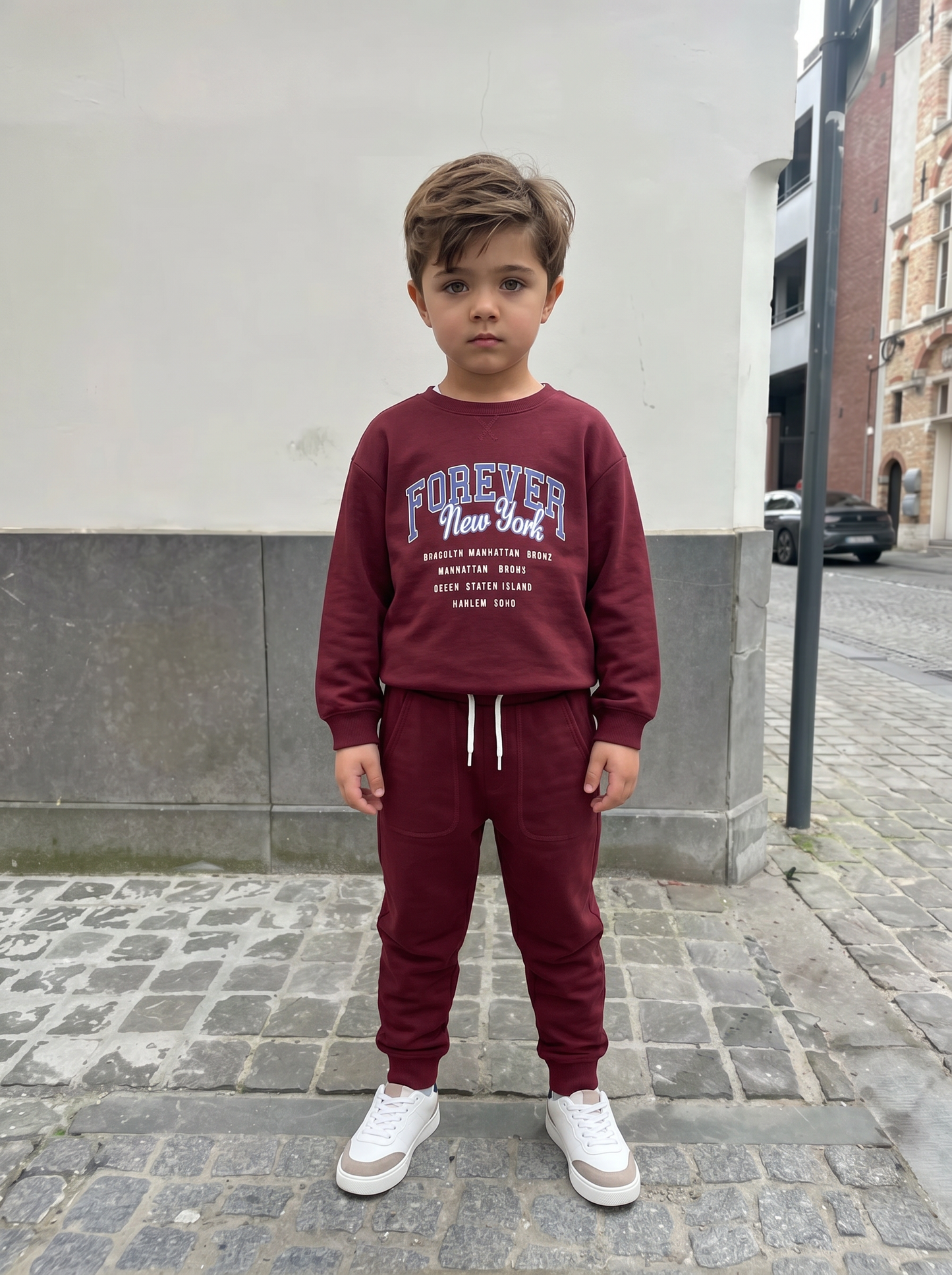 Jogger Comfort in Cotone Fiammato - Bordeaux