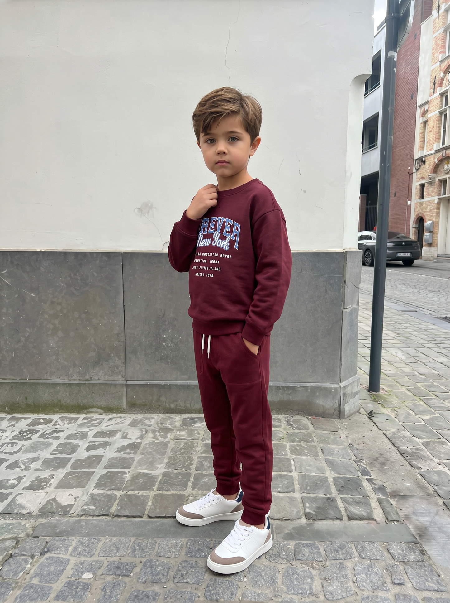 Jogger Comfort in Cotone Fiammato - Bordeaux