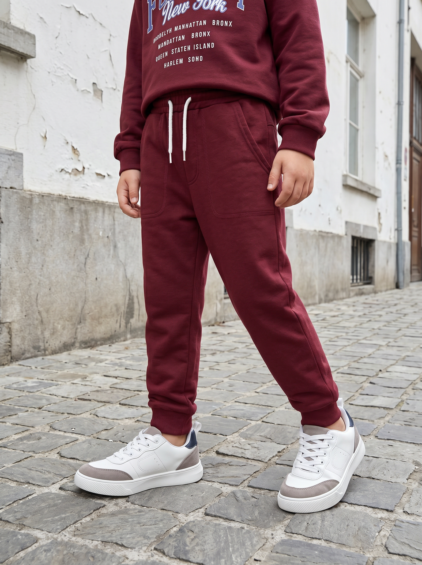 Jogger Comfort in Cotone Fiammato - Bordeaux