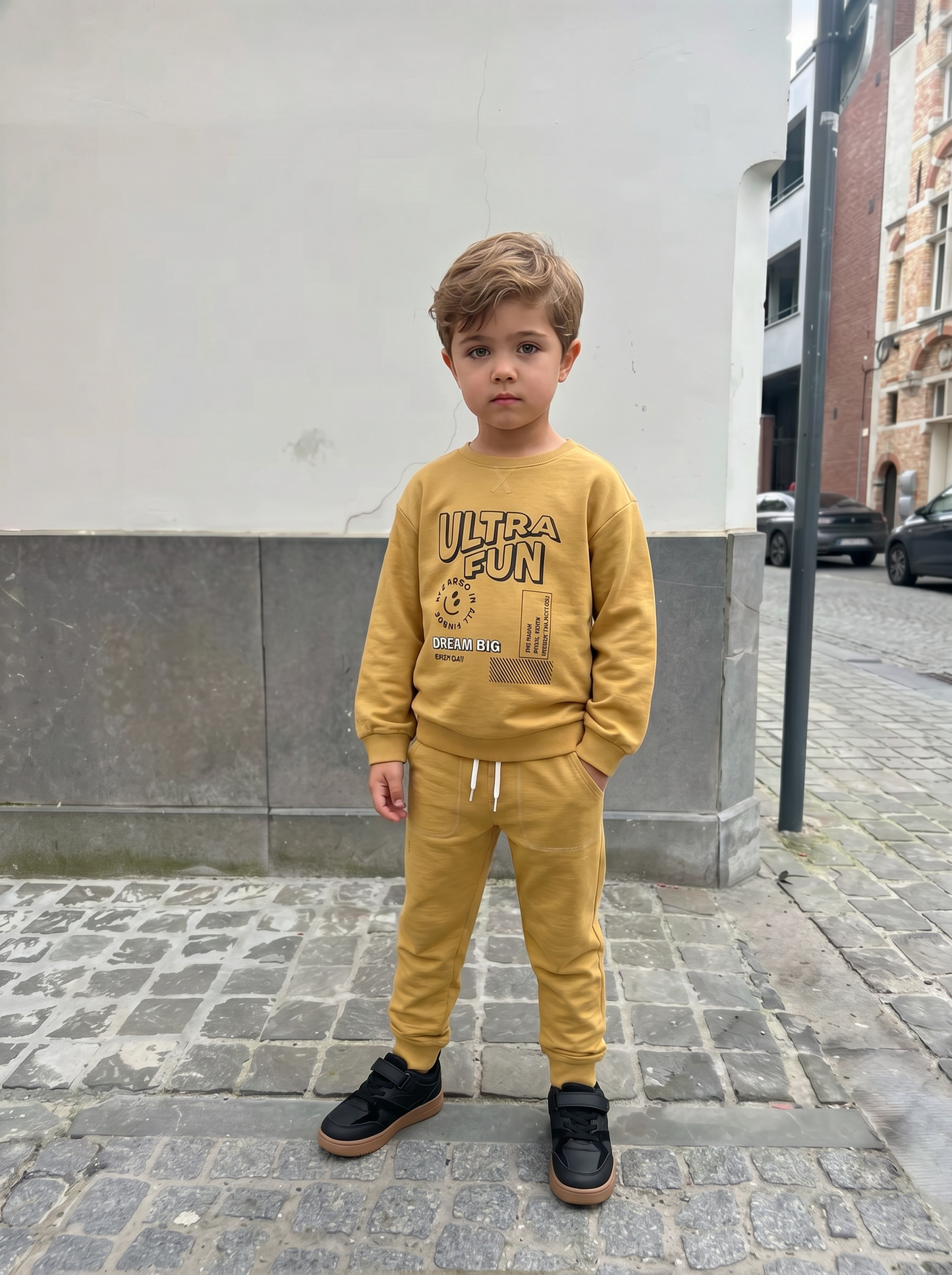Jogger Comfort in Cotone Fiammato - Ocra