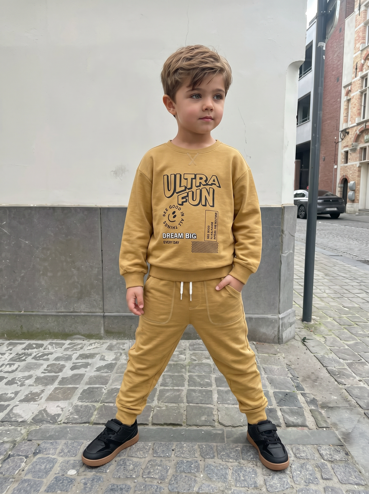 Jogger Comfort in Cotone Fiammato - Ocra