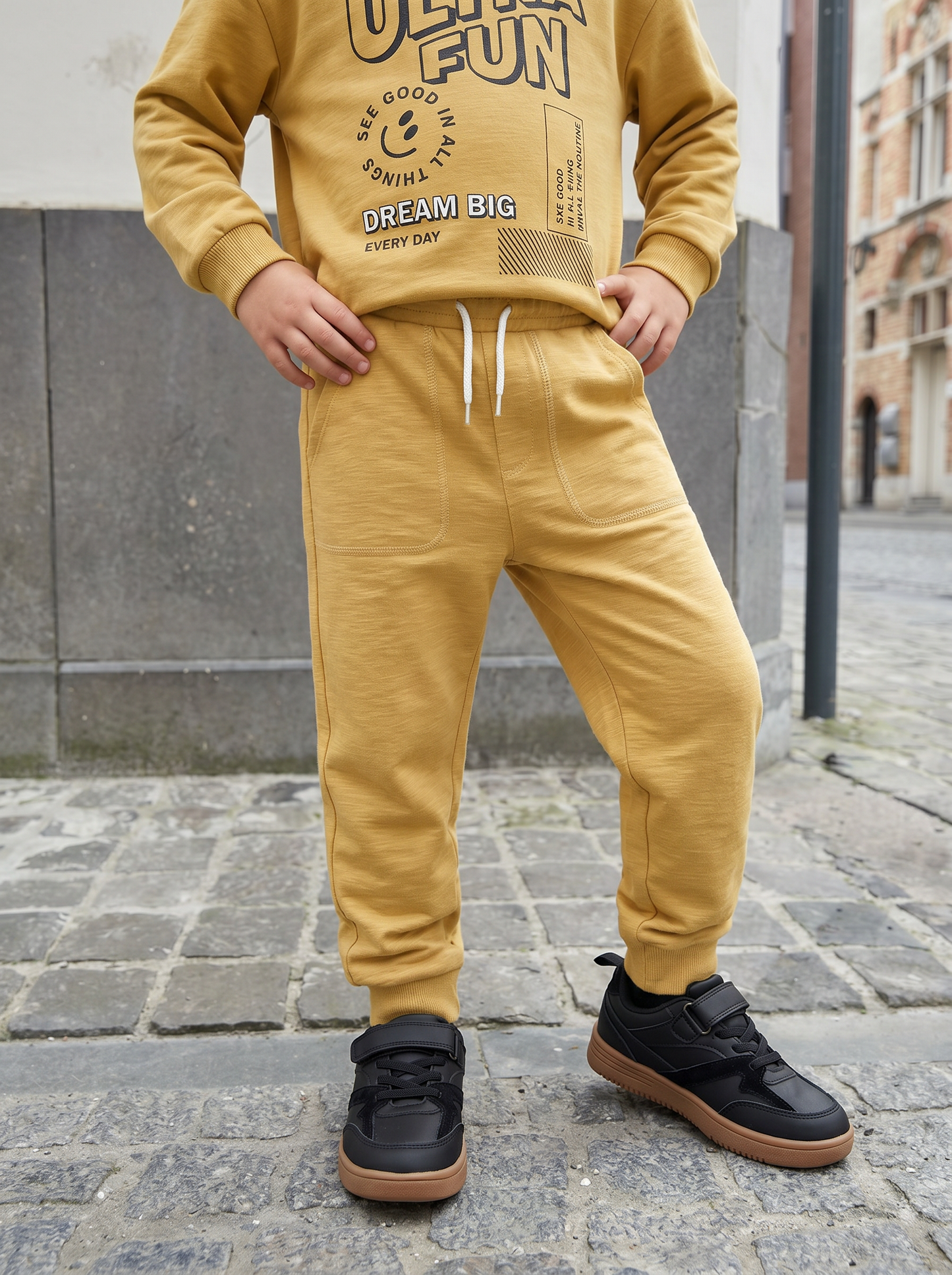 Jogger Comfort in Cotone Fiammato - Ocra