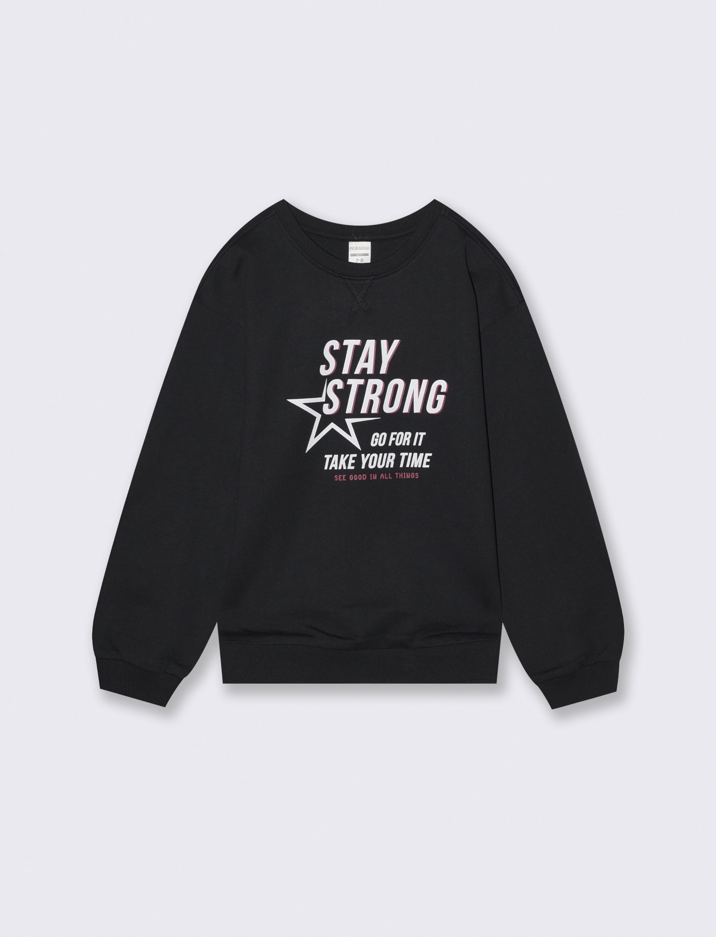 Calda felpa girocollo con stampa - Nero