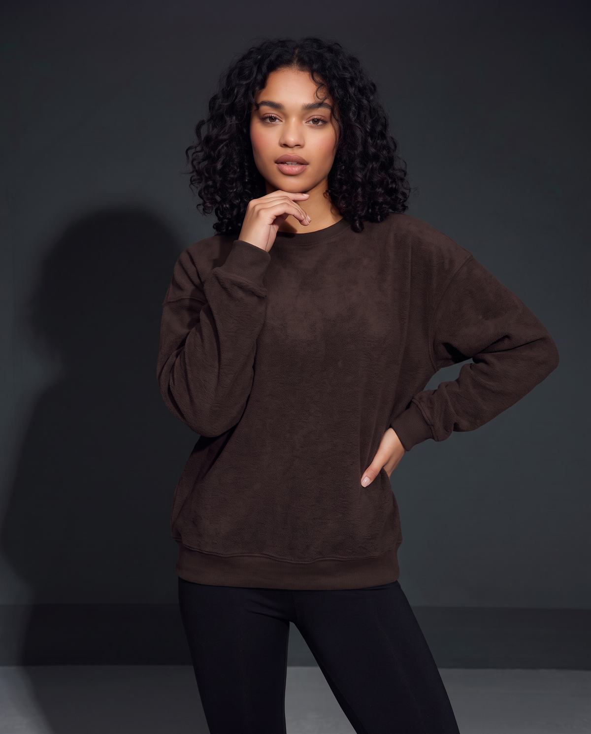 Basic oversized crewneck sweatshirt - Brown