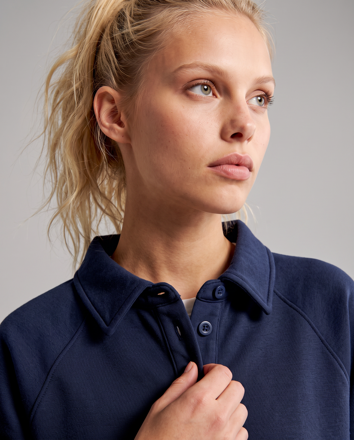 Pullover with collar and raglan sleeves - Blue