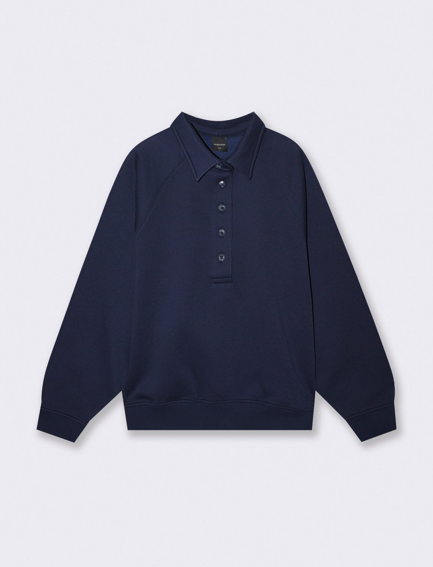 Felpa con colletto e manica raglan - Blu
