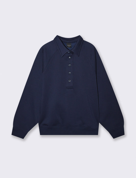 Felpa con colletto e manica raglan - Blu
