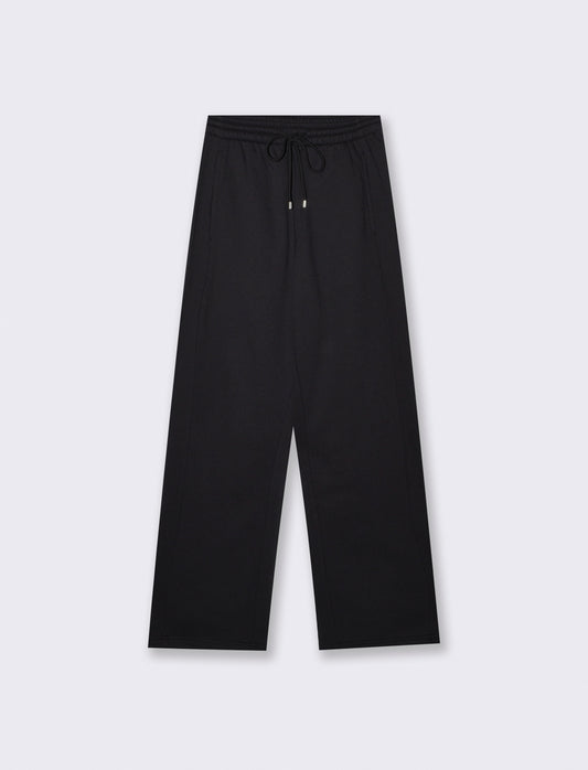 Fitness Pants with Elastic and Side Pockets - Black