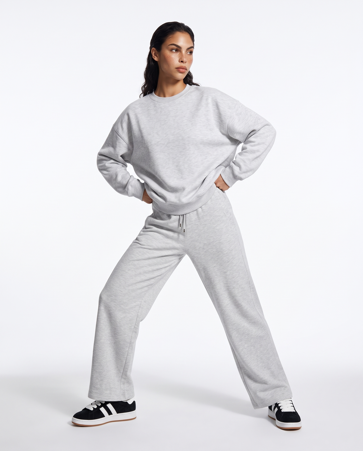Fitness Pants with Elastic and Side Pockets - Grey