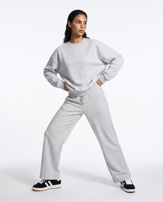 Pantafitness con elastico e tasche laterali - Grigio chiaro mel.