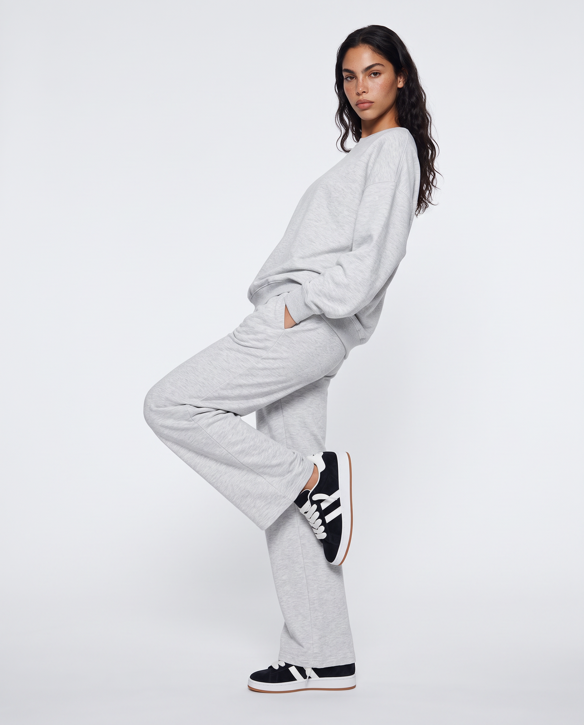 Fitness Pants with Elastic and Side Pockets - Grey