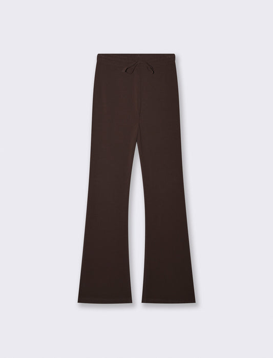 Fitness flare pants with drawstring waist - Brown
